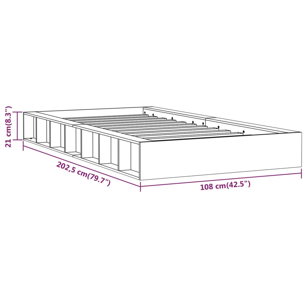 Sengeramme hvit 90x200 cm heltre