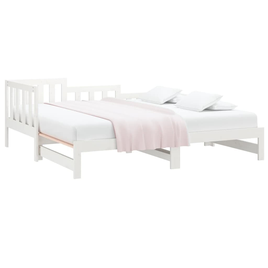 Uttrekkbar dagseng hvit 2x(90x190) cm heltre furu