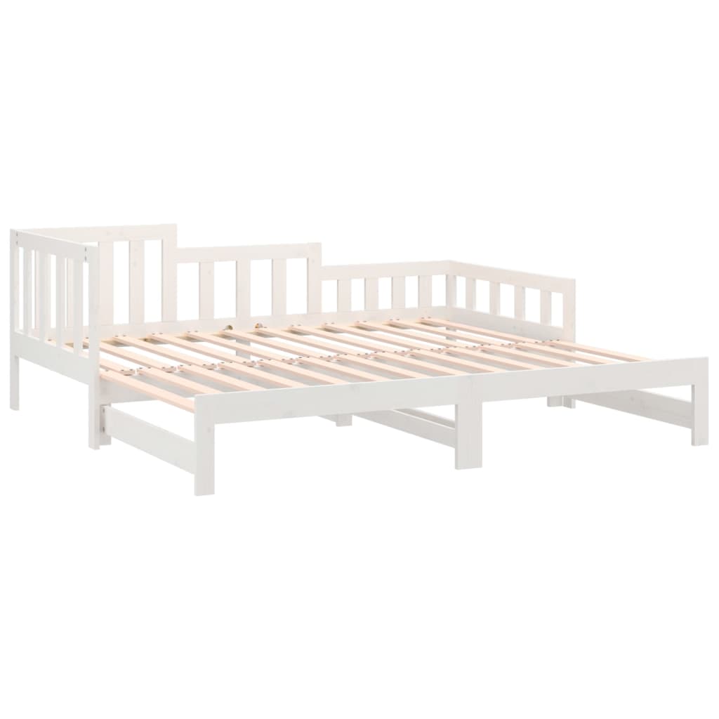 Uttrekkbar dagseng hvit 2x(90x190) cm heltre furu