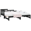 Uttrekkbar dagseng svart 2x(90x190) cm heltre furu