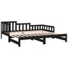 Uttrekkbar dagseng svart 2x(90x190) cm heltre furu