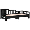 Uttrekkbar dagseng svart 2x(90x190) cm heltre furu