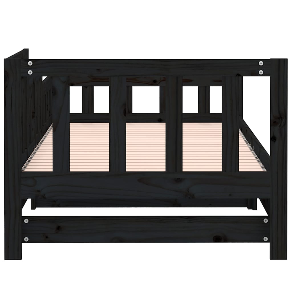 Uttrekkbar dagseng svart 2x(90x190) cm heltre furu