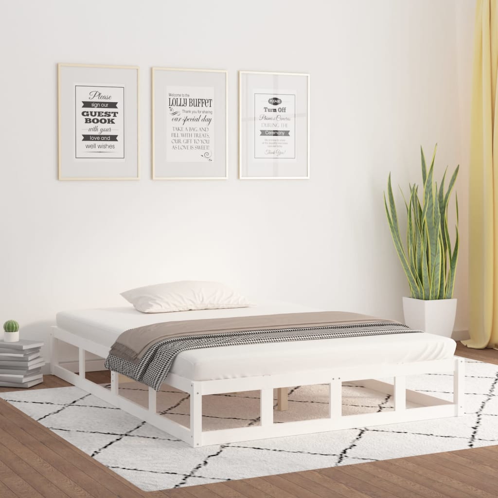 Sengeramme hvit 140x190 cm heltre