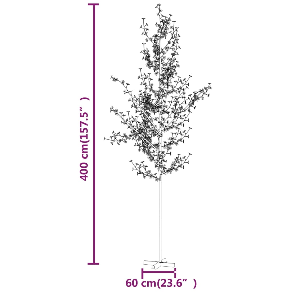 LED-tre kirsebærblomst varmhvit 672 lysdioder 400 cm