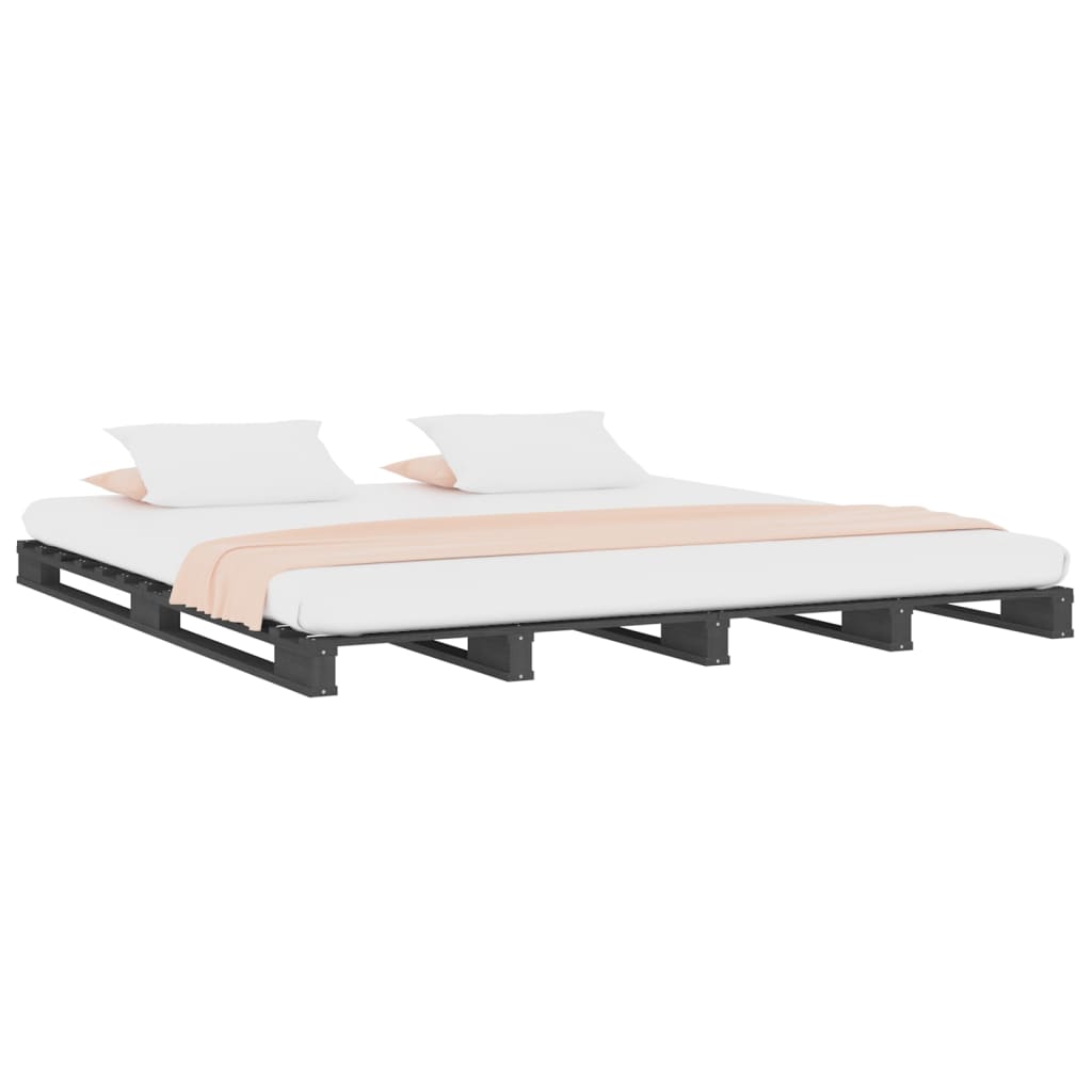 Palleseng grå 150x200 cm heltre furu King Size