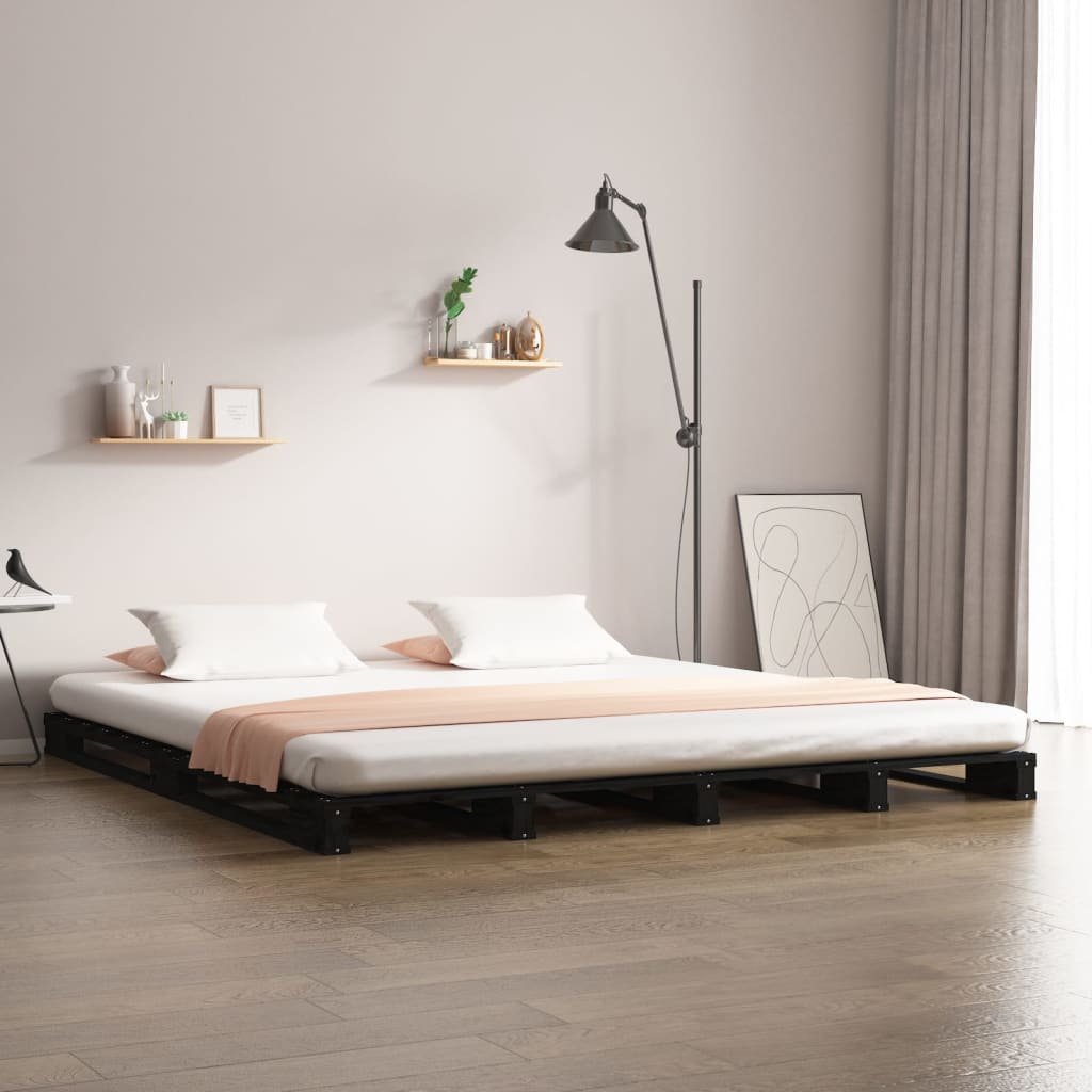 Palleseng svart 140x190 cm heltre furu