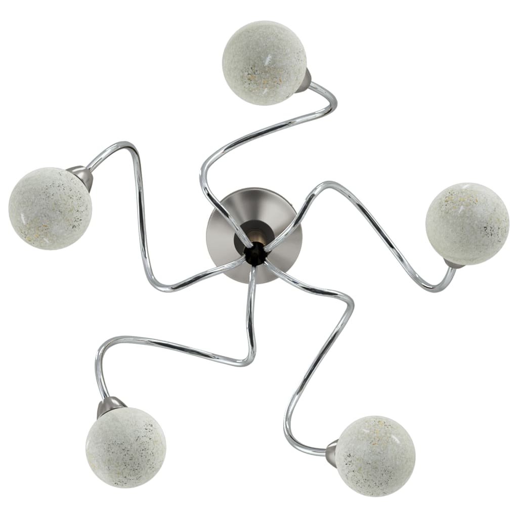 Taklampe med runde glasskjermer for 5 G9 LED-lys