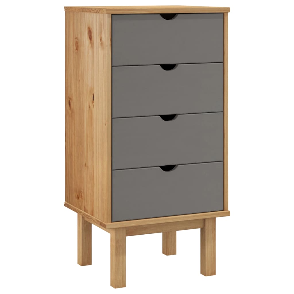 Kommode OTTA brun og grå 45x39x90 cm heltre furu