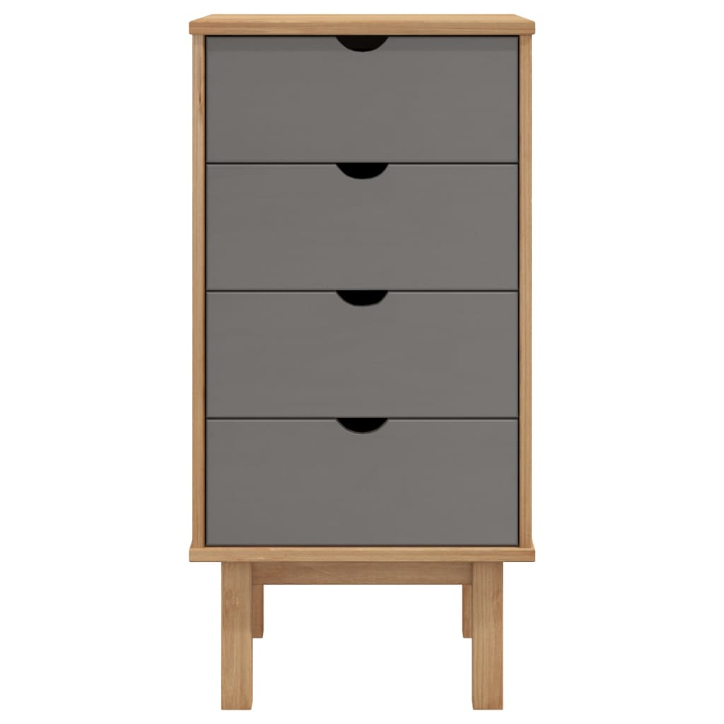Kommode OTTA brun og grå 45x39x90 cm heltre furu
