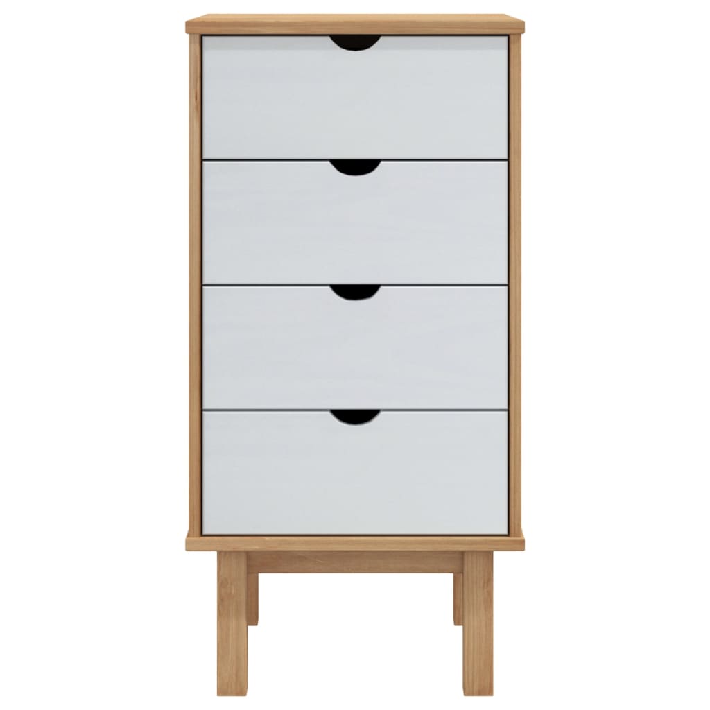 Kommode OTTA brun og hvit 45x39x90 cm heltre furu