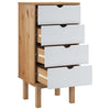 Kommode OTTA brun og hvit 45x39x90 cm heltre furu
