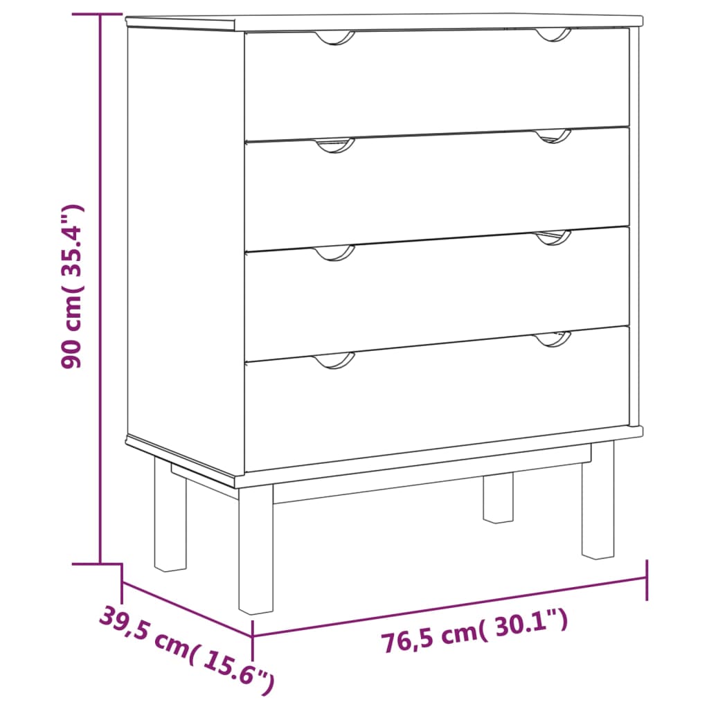Kommode OTTA 76,5x39,5x90 cm heltre furu