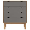 Kommode OTTA brun og grå 76,5x39,5x90 cm heltre furu