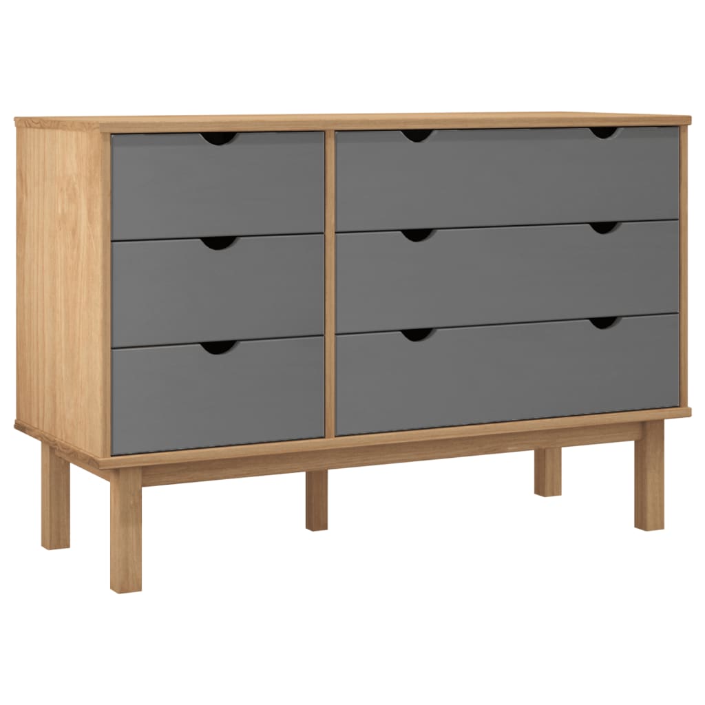 Kommode OTTA brun og grå 111x43x73,5 cm heltre furu