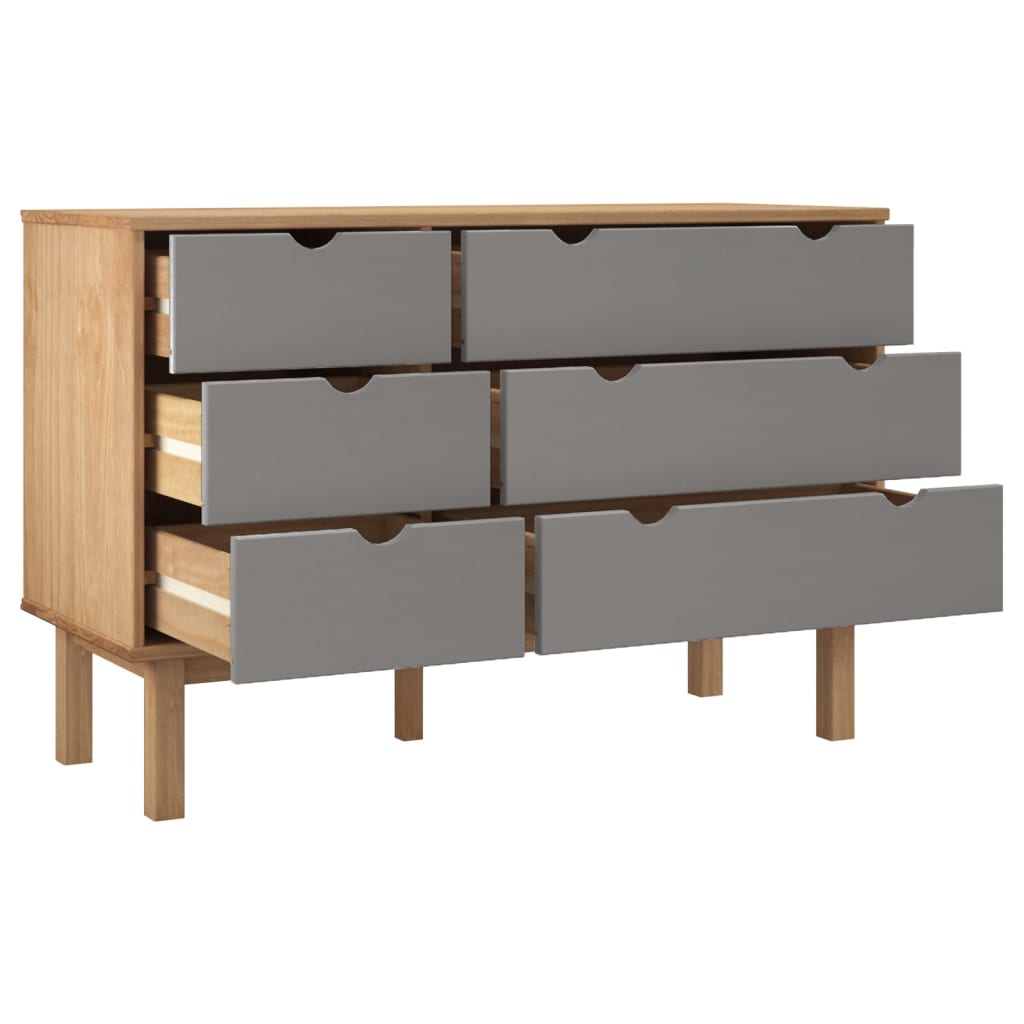 Kommode OTTA brun og grå 111x43x73,5 cm heltre furu