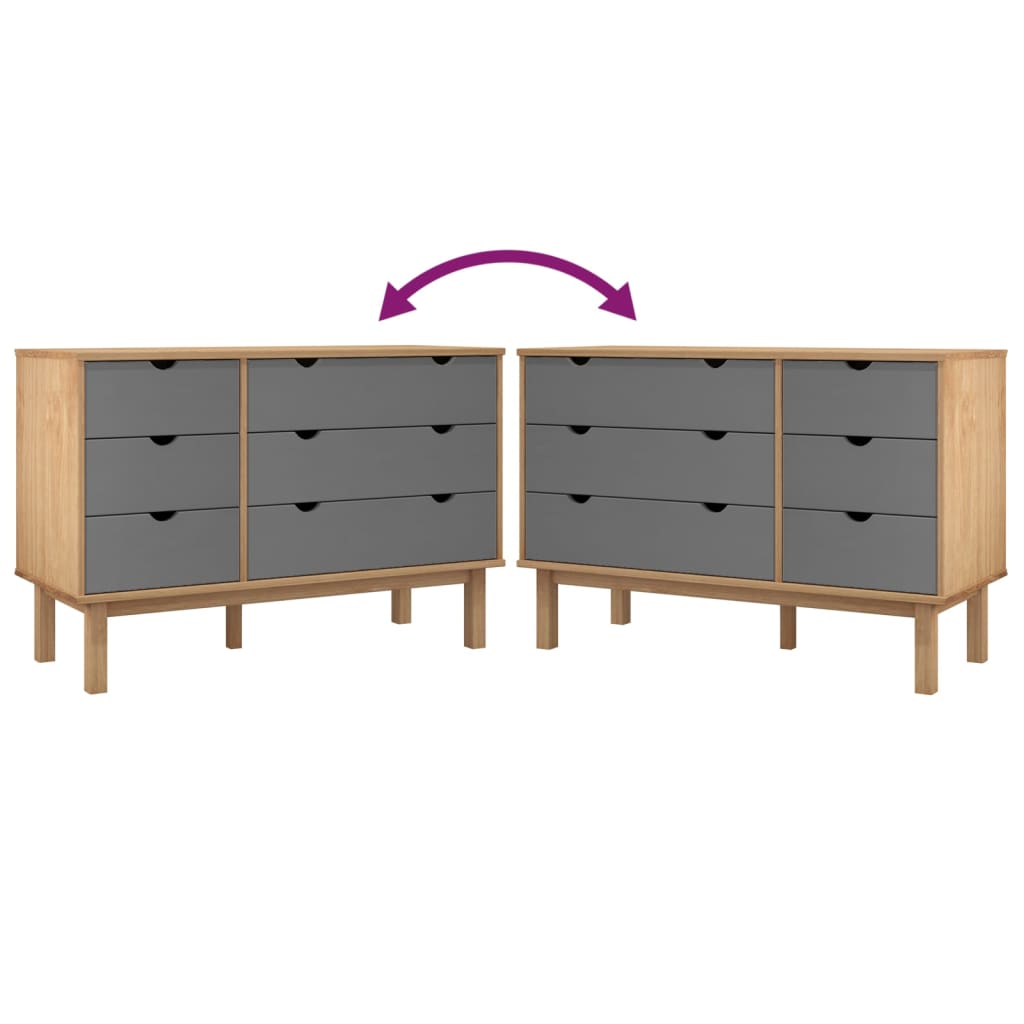 Kommode OTTA brun og grå 111x43x73,5 cm heltre furu