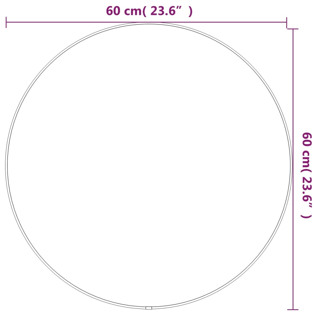 Veggspeil svart Ø 60 cm rund