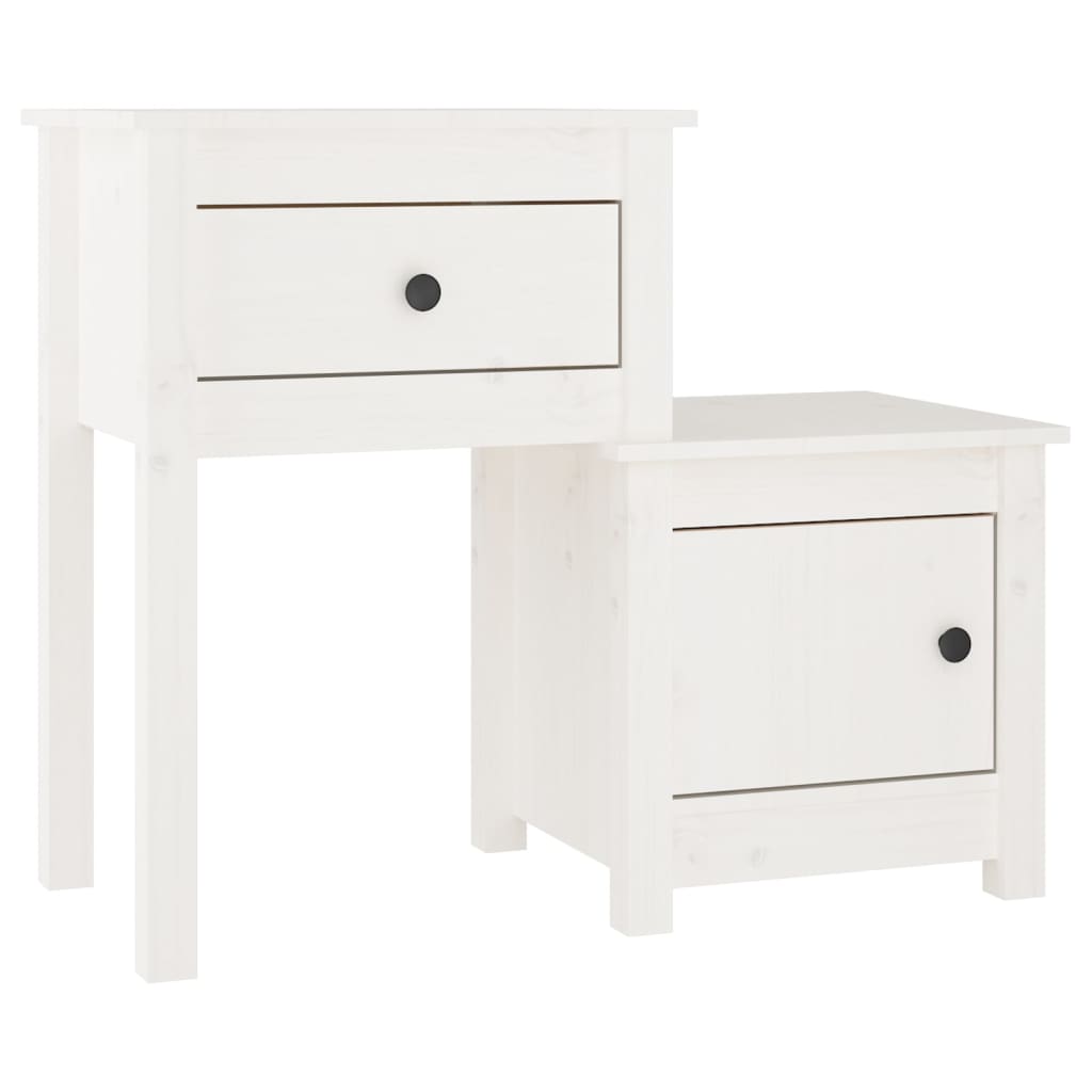 Nattbord 2 stk hvit 79,5x38x65,5 heltre furu