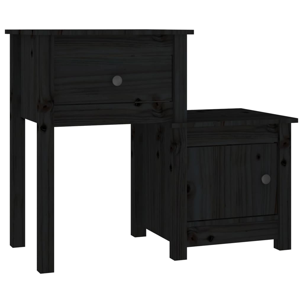 Nattbord 2 stk svart 79,5x38x65,5 heltre furu