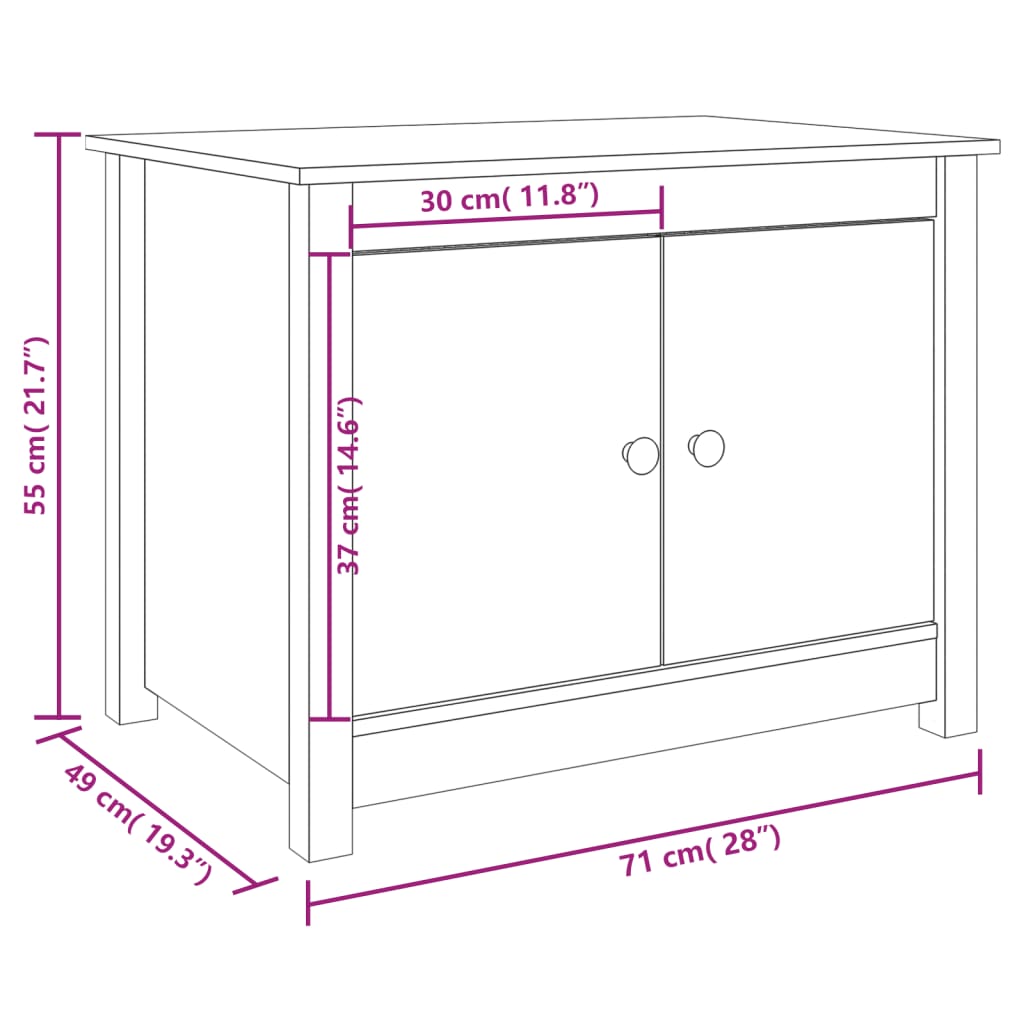 Salongbord 71x49x55 cm heltre furu