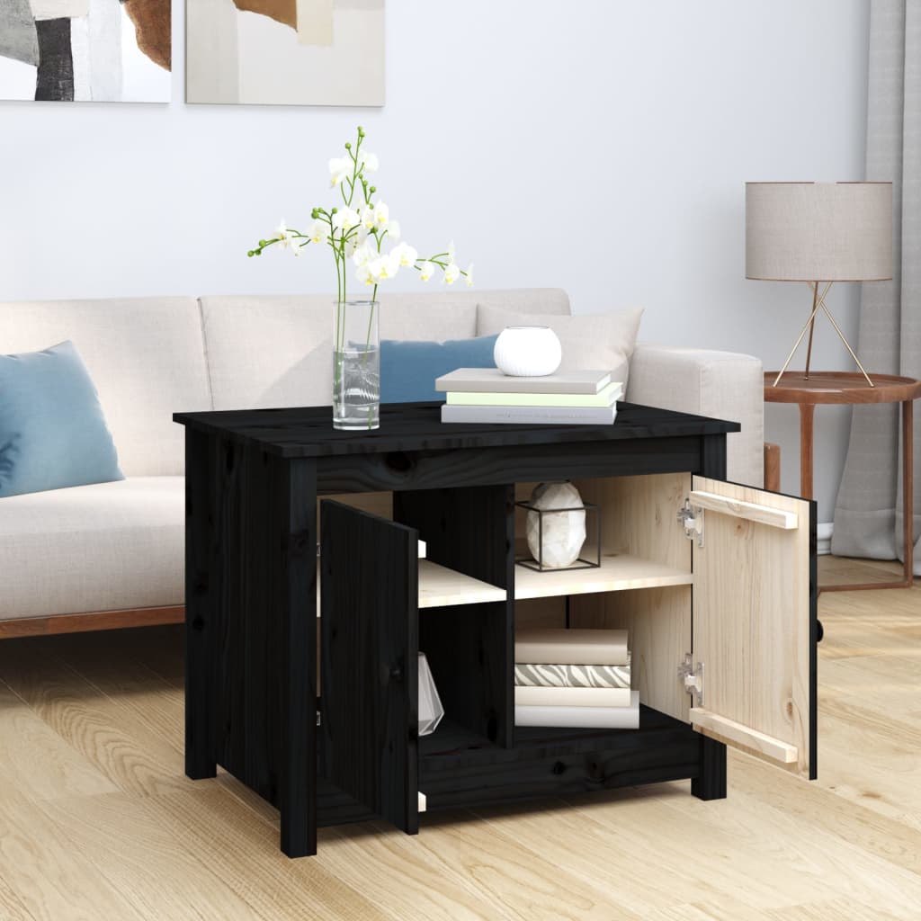 Salongbord svart 71x49x55 cm heltre furu