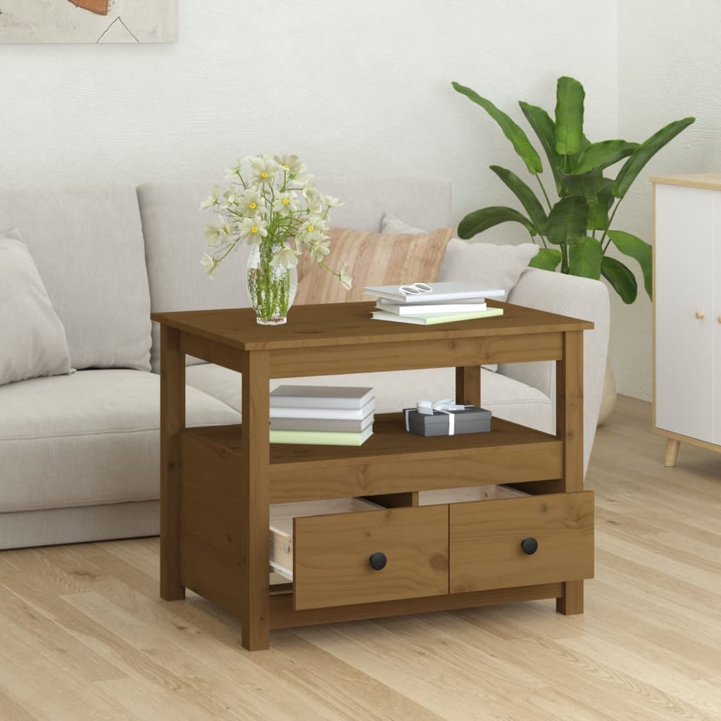 Salongbord honningbrun 71x49x55 cm heltre furu