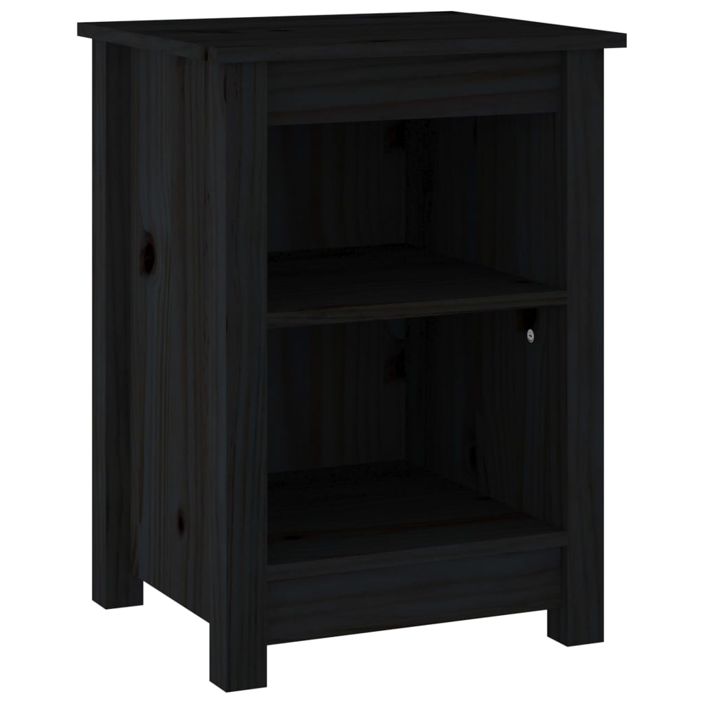 Nattbord svart 40x35x55 cm heltre furu