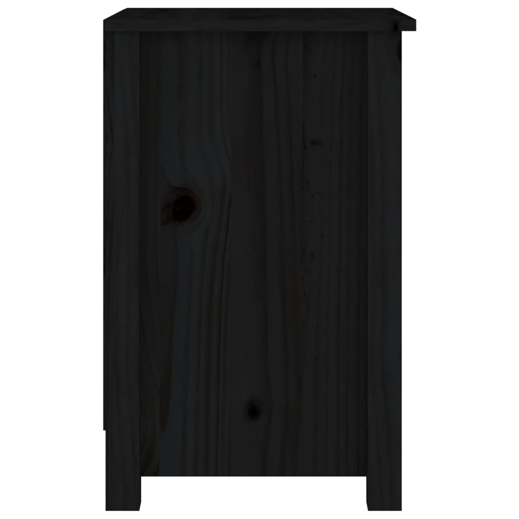 Nattbord svart 40x35x55 cm heltre furu