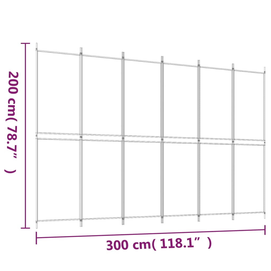 Romdeler 6 paneler brun 300x200 cm stoff