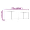 Romdeler 4 paneler antrasitt 698x180 cm stoff