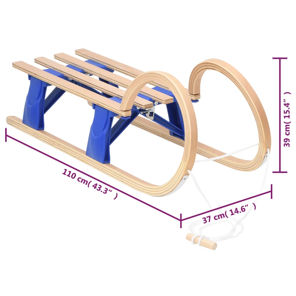 Sammenleggbar kjelke 110 cm kryssfiner