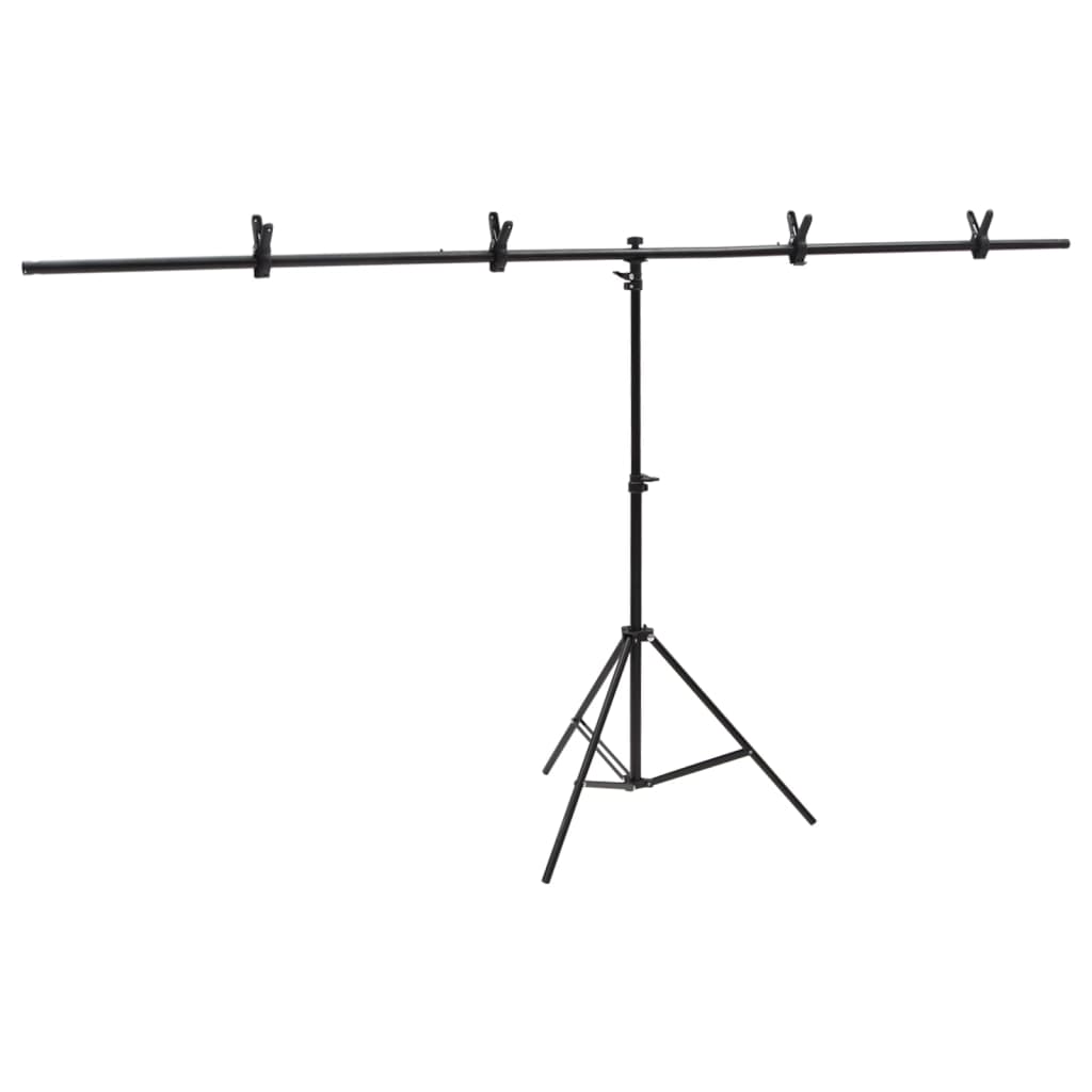 Bakgrunnsstativ T-form svart 201x60x(70-200) cm