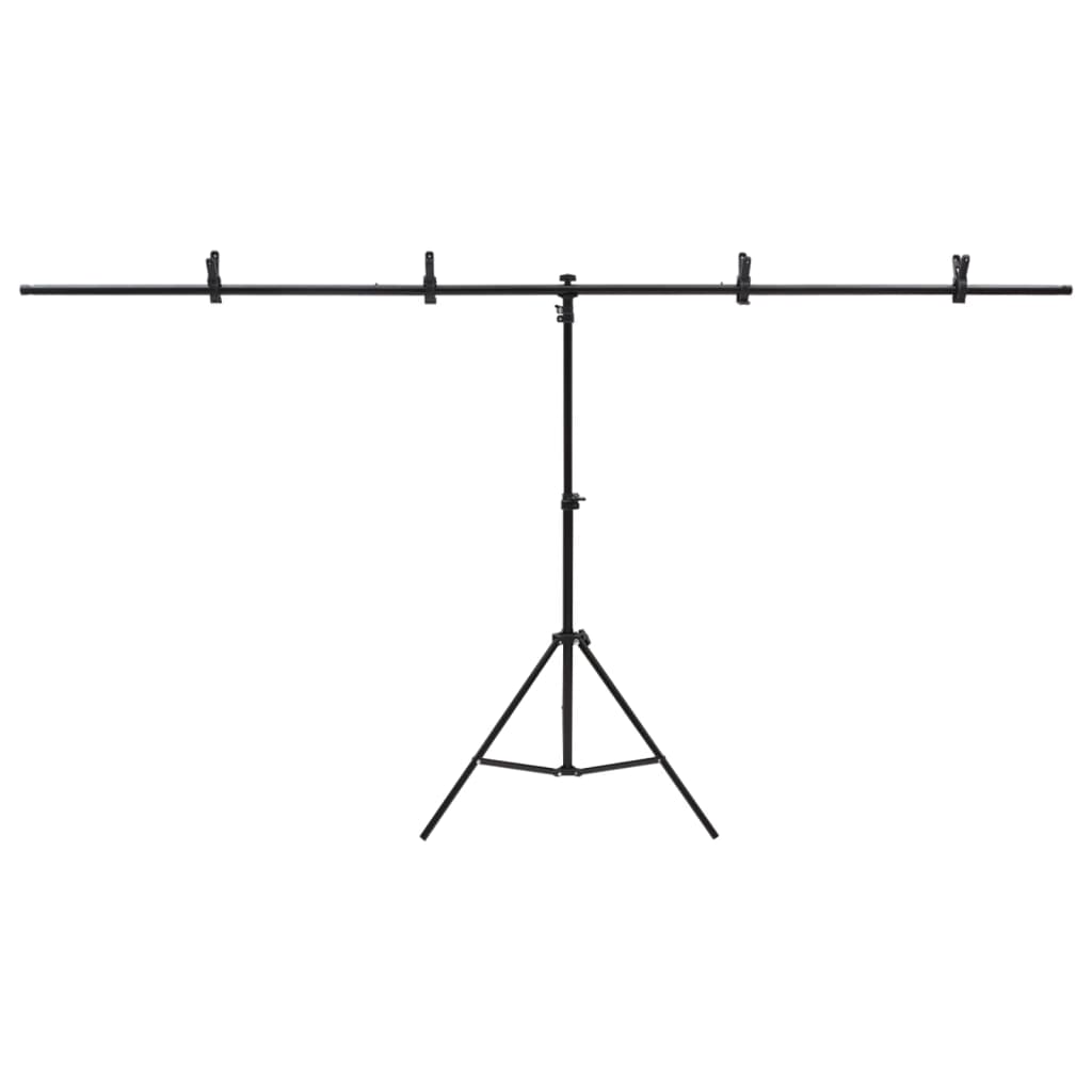 Bakgrunnsstativ T-form svart 201x60x(70-200) cm