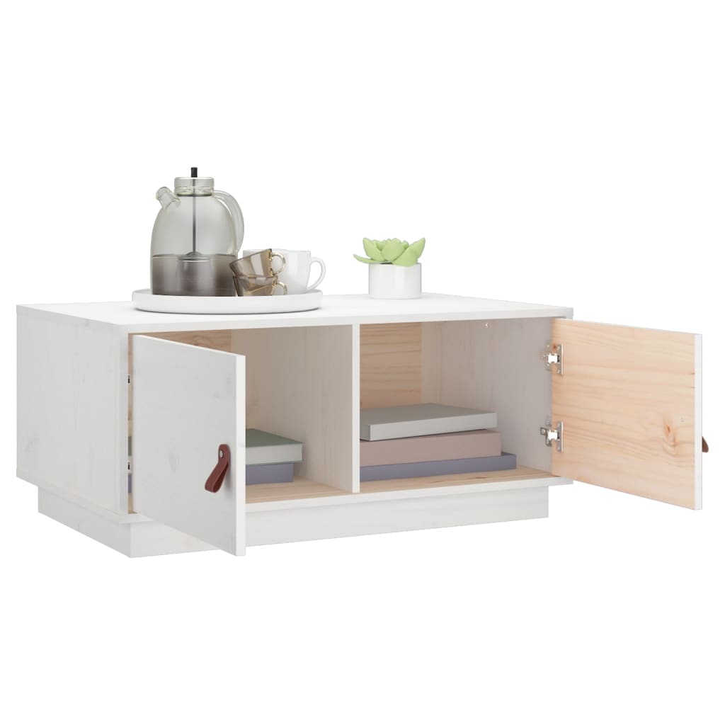 Salongbord hvit 80x50x35 cm heltre furu