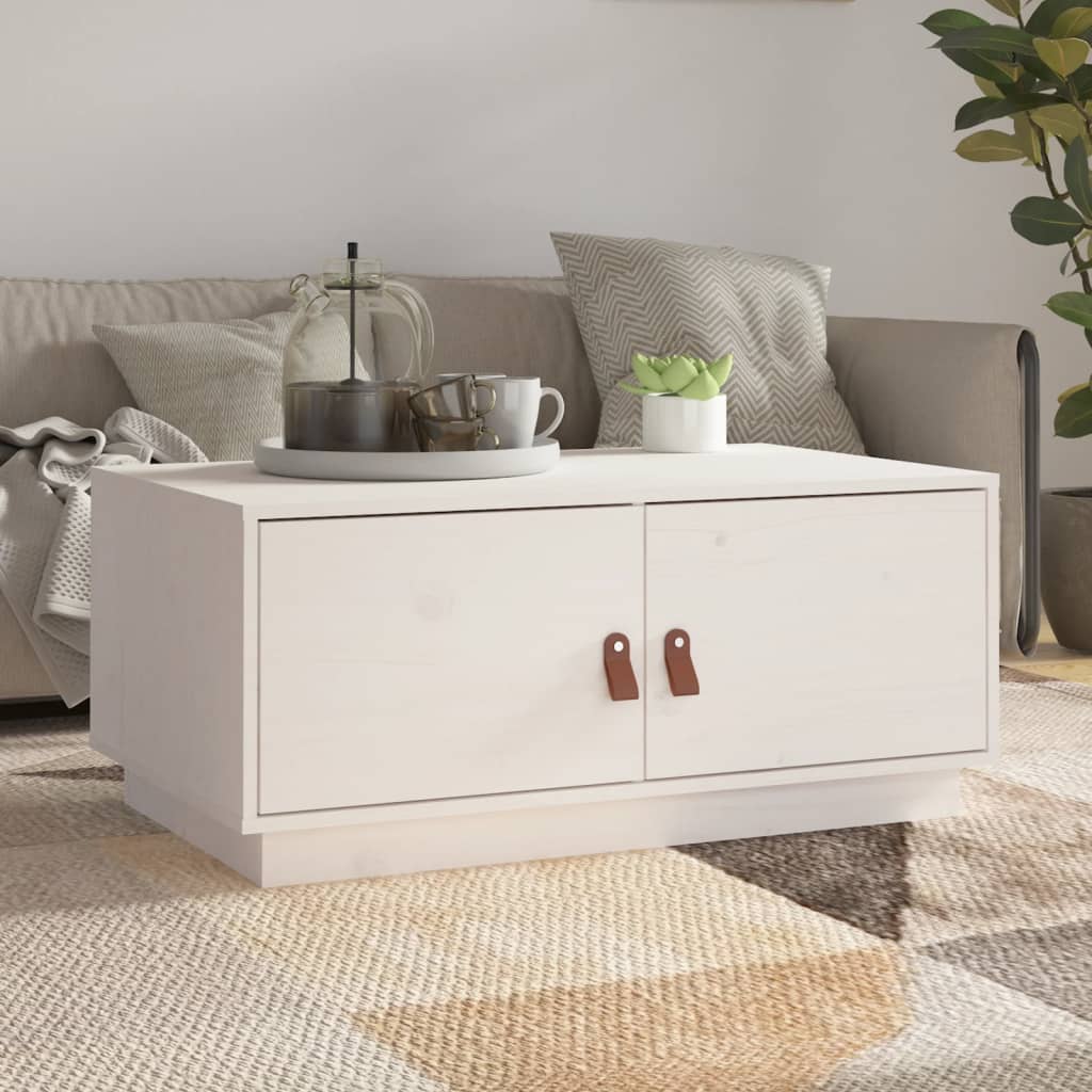 Salongbord hvit 80x50x35 cm heltre furu