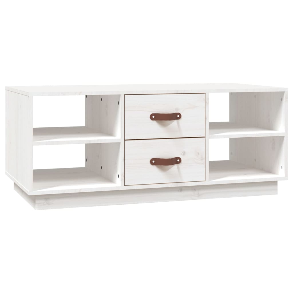 Salongbord hvit 100x50x41 cm heltre furu