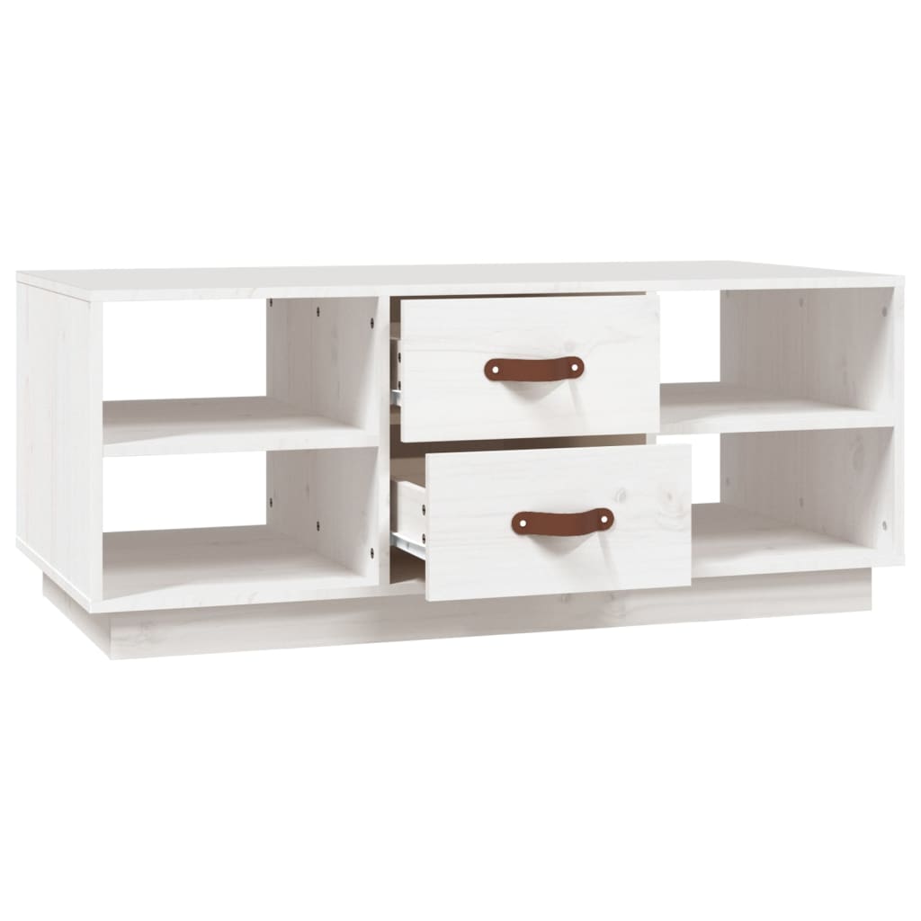 Salongbord hvit 100x50x41 cm heltre furu