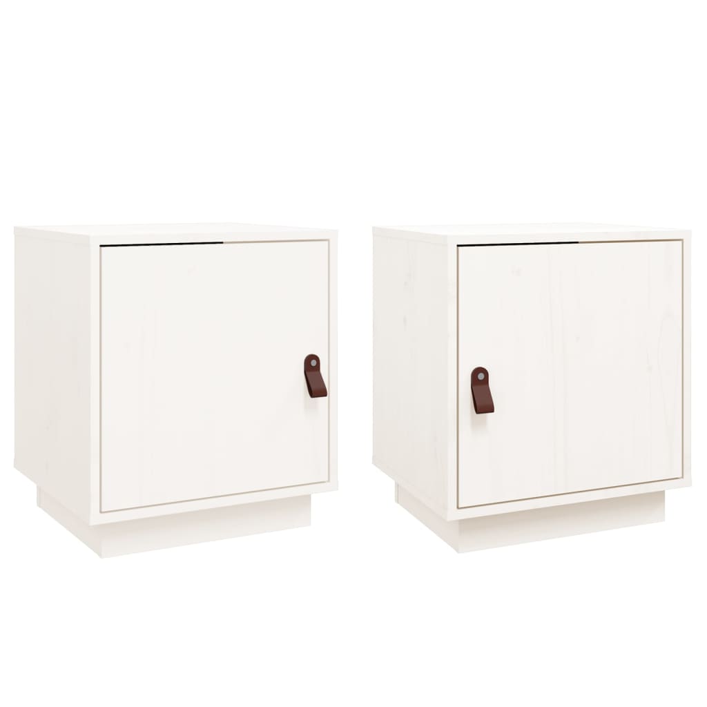 Nattbord 2 stk hvit 40x34x45 cm heltre furu