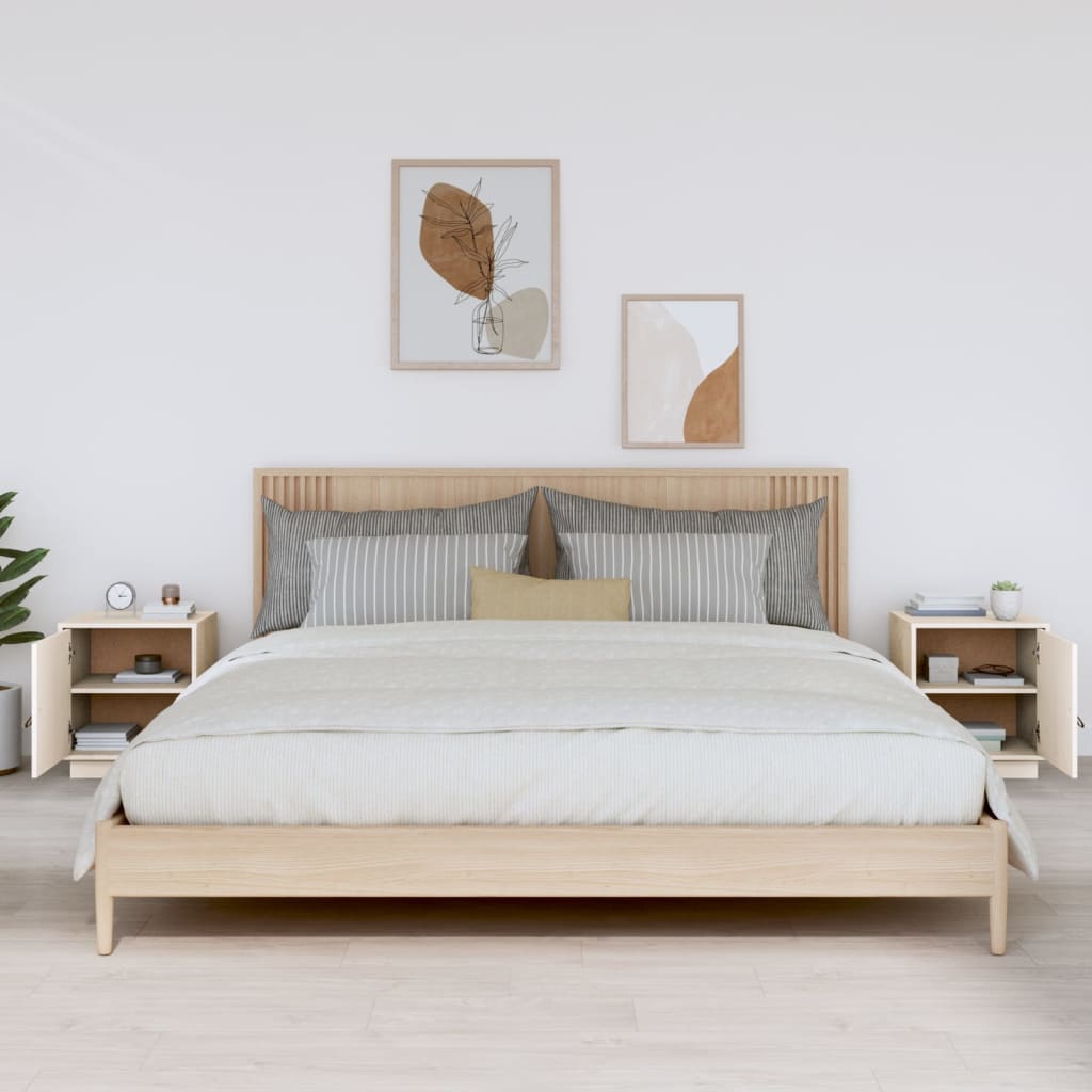 Nattbord 2 stk hvit 40x34x45 cm heltre furu