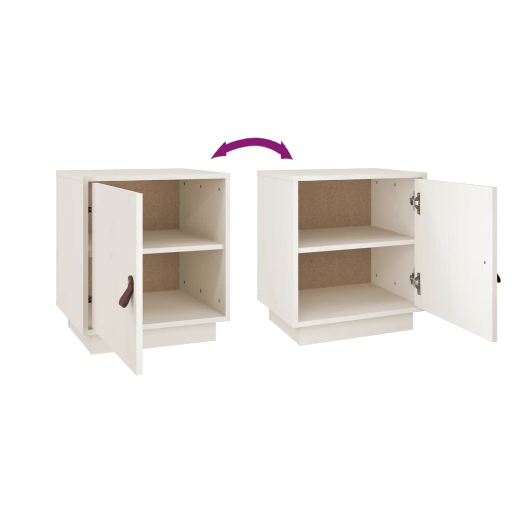 Nattbord 2 stk hvit 40x34x45 cm heltre furu