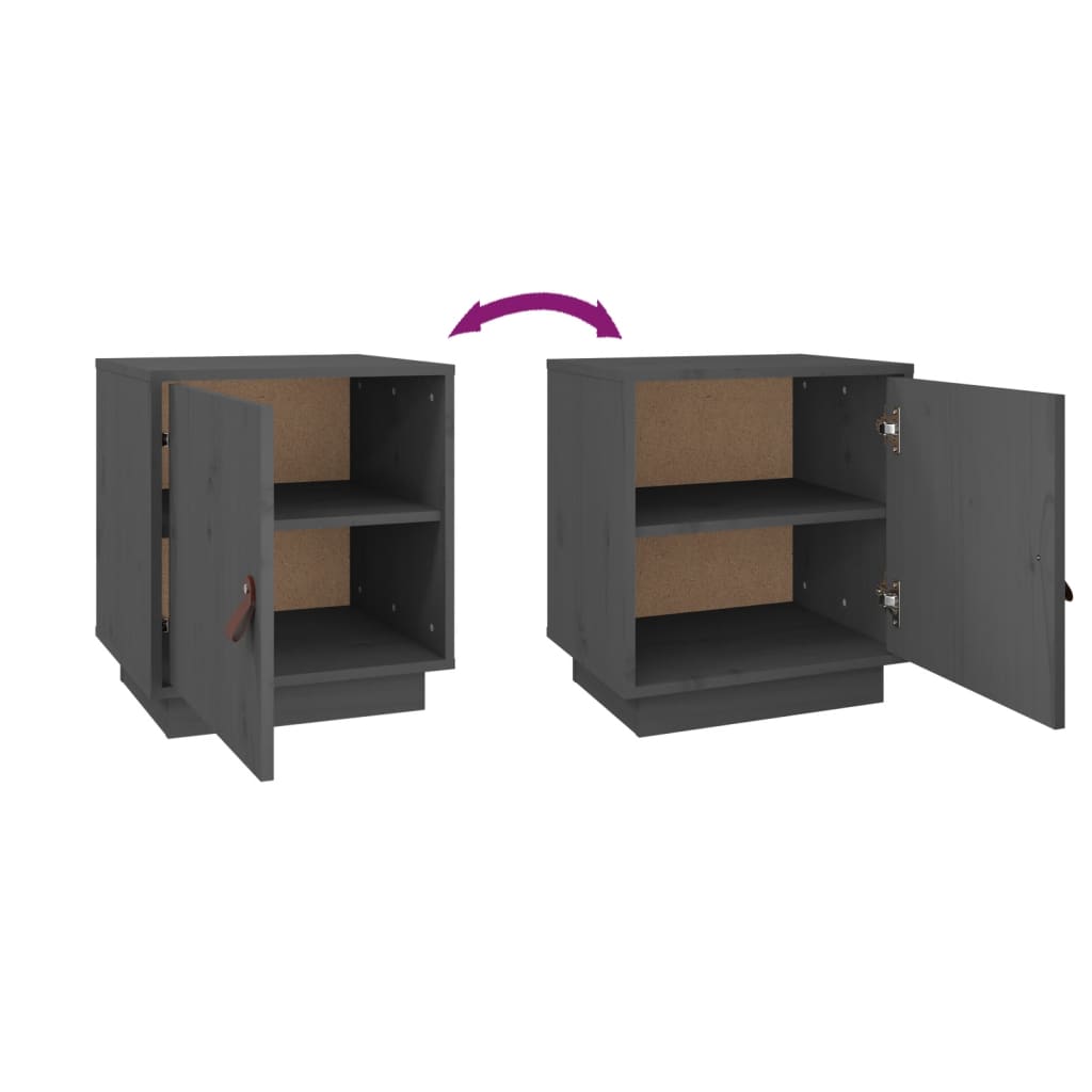 Nattbord grå 40x34x45 cm heltre furu