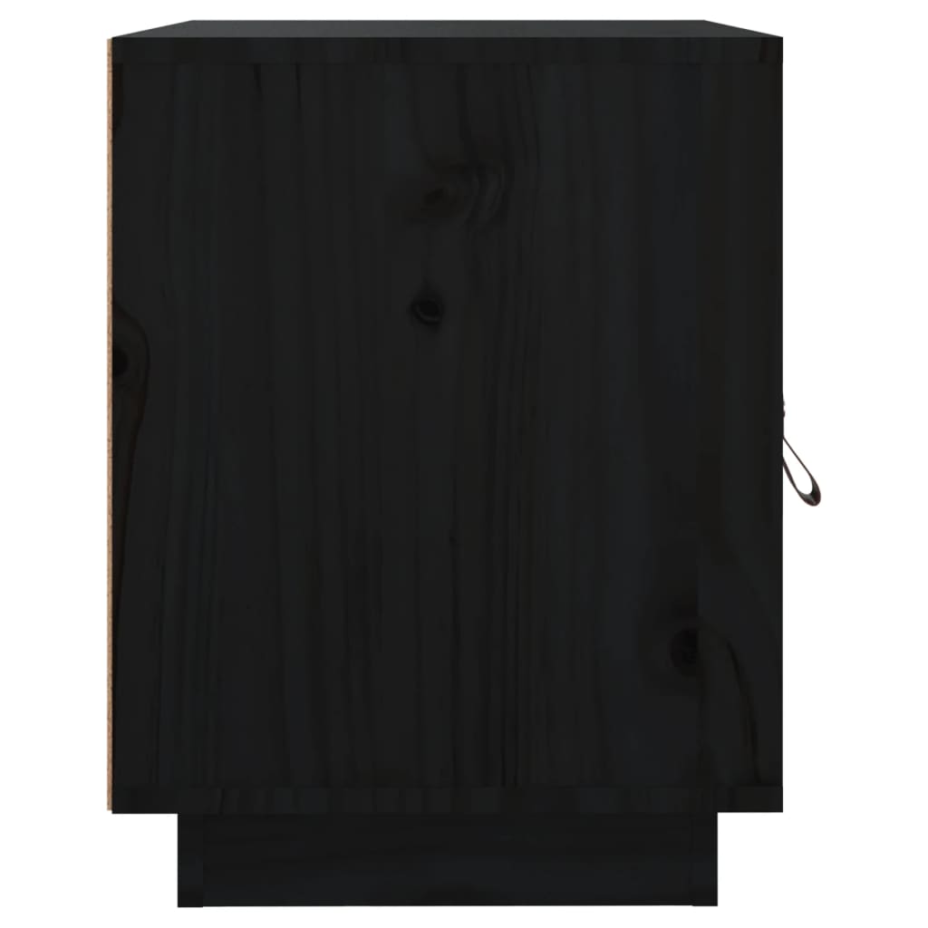 Nattbord 2 stk svart 40x34x45 cm heltre furu