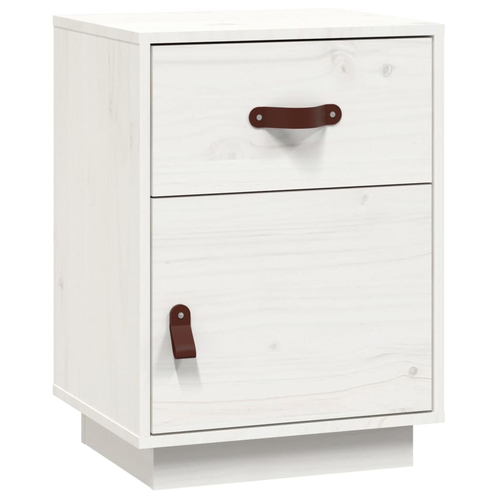 Nattbord hvit 40x34x55 cm heltre furu