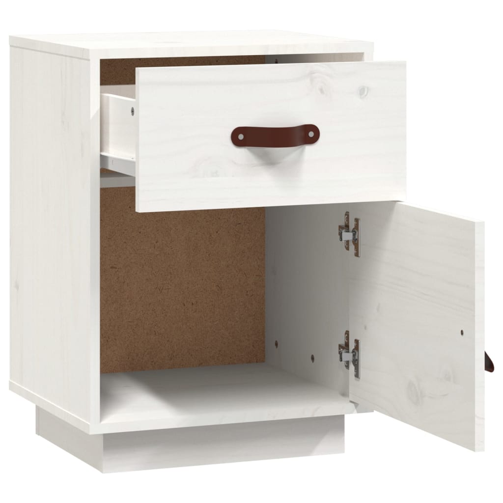 Nattbord hvit 40x34x55 cm heltre furu