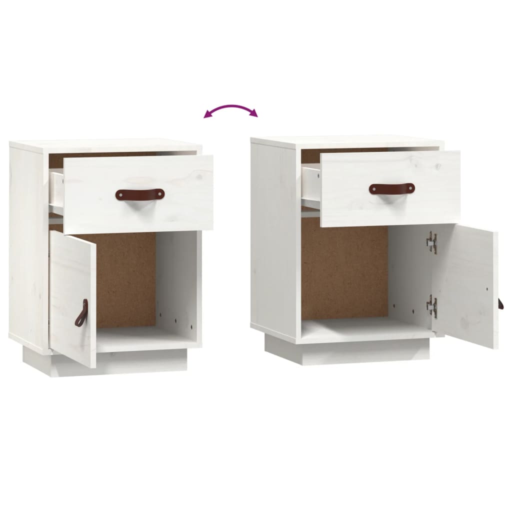 Nattbord hvit 40x34x55 cm heltre furu
