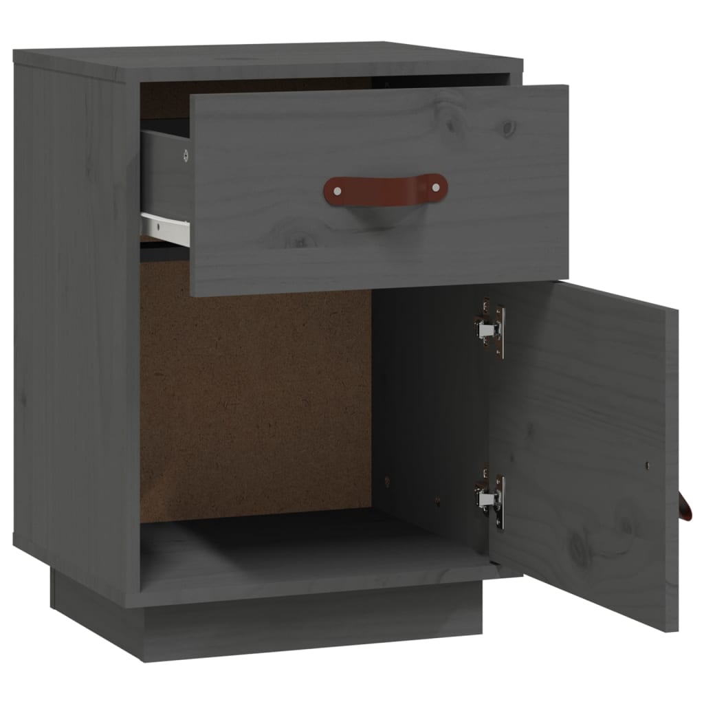 Nattbord grå 40x34x55 cm heltre furu