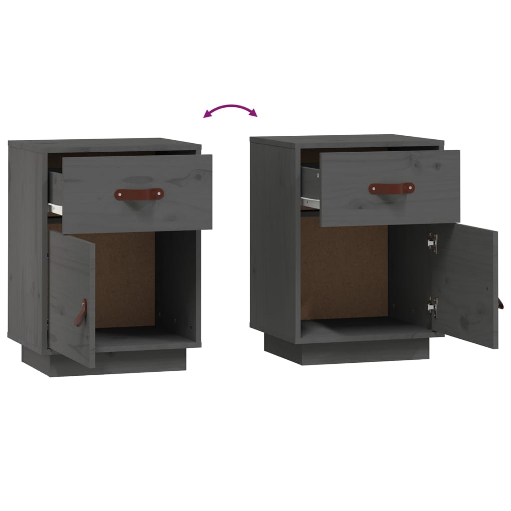 Nattbord grå 40x34x55 cm heltre furu