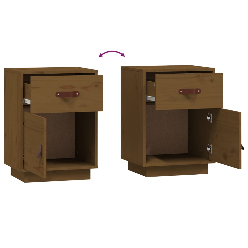 Nattbord 2 stk honningbrun 40x34x55 cm heltre furu
