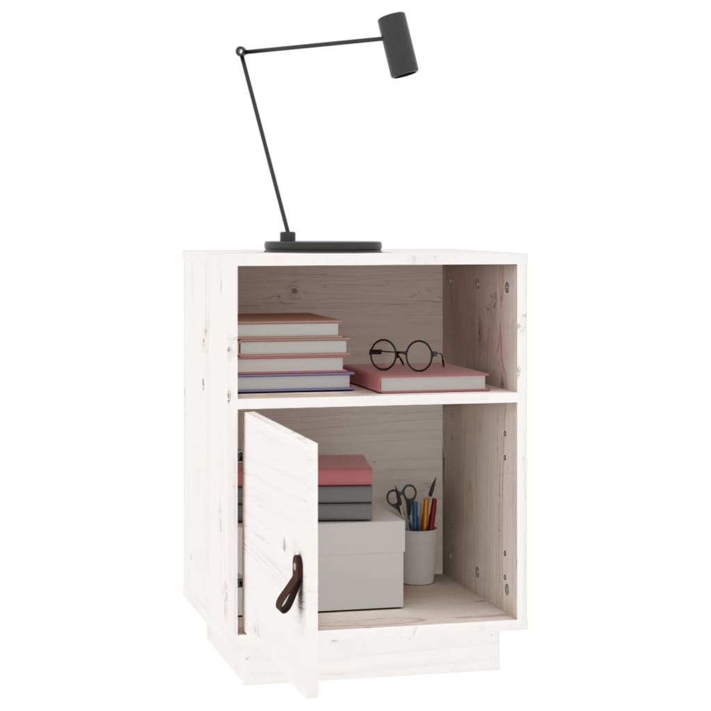Nattbord hvit 40x34x55 cm heltre furu